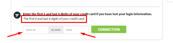 Login to your Consonet account with a credit card