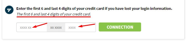 Log in with your credit card